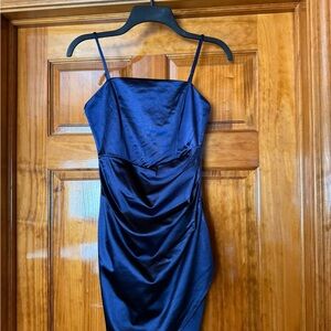 Elegant Navy Blue Satin Dress
